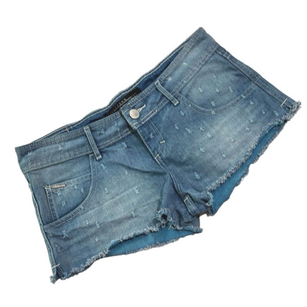 Billabong Women’s Blue Denim Distressed Short Fit Jeans Shorts Size 10 Low Rise
